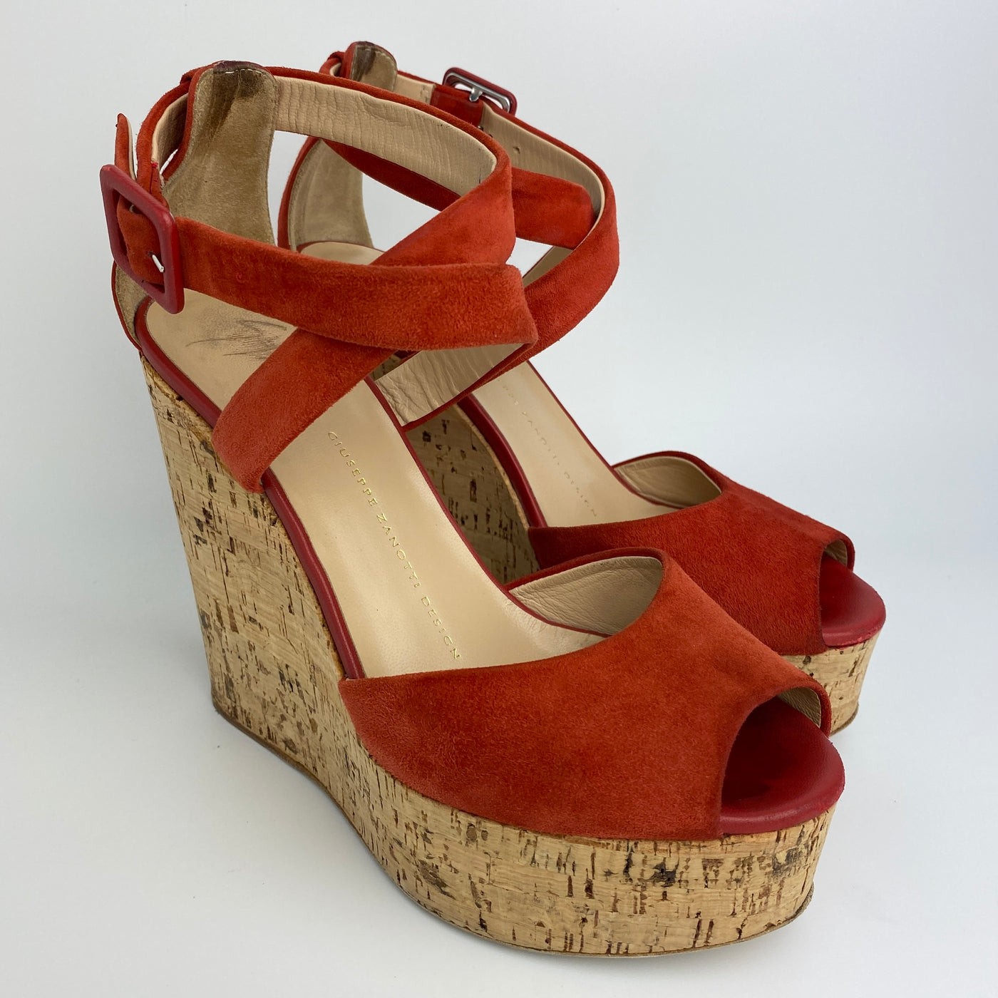 GUISEPPE ZANOTTI CRISS-CROSS STRAP WEDGE HEELS EU 37.5/ UK 4.5