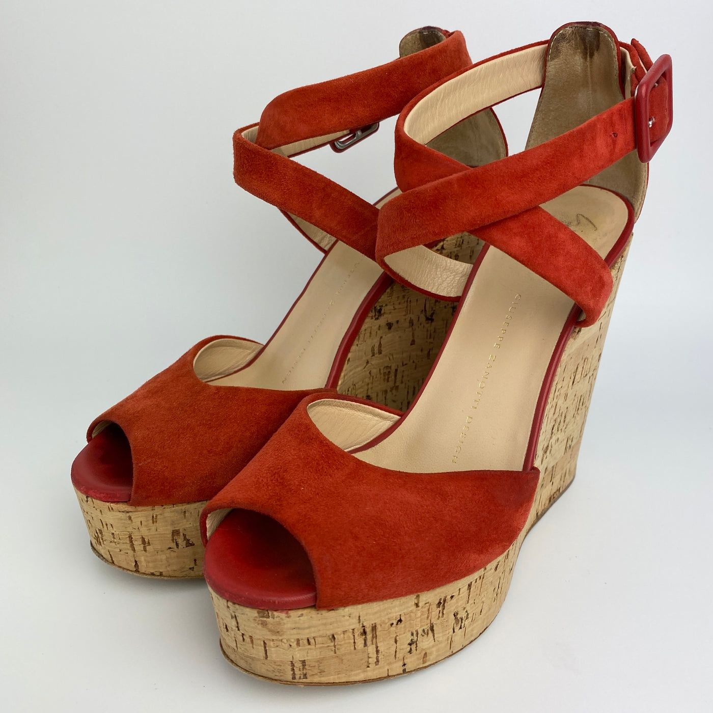 GUISEPPE ZANOTTI CRISS-CROSS STRAP WEDGE HEELS EU 37.5/ UK 4.5