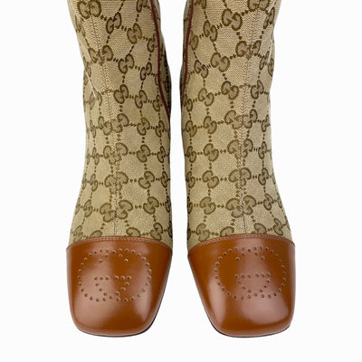 GUCCI GG ELLIS MONOGRAM CANVAS KNEE HIGH BOOTS EU 40/ UK 7