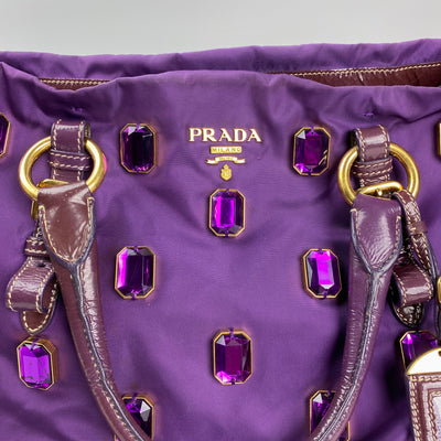 PRADA CRYSTAL EMBELLISHED NYLON TOTE BAG