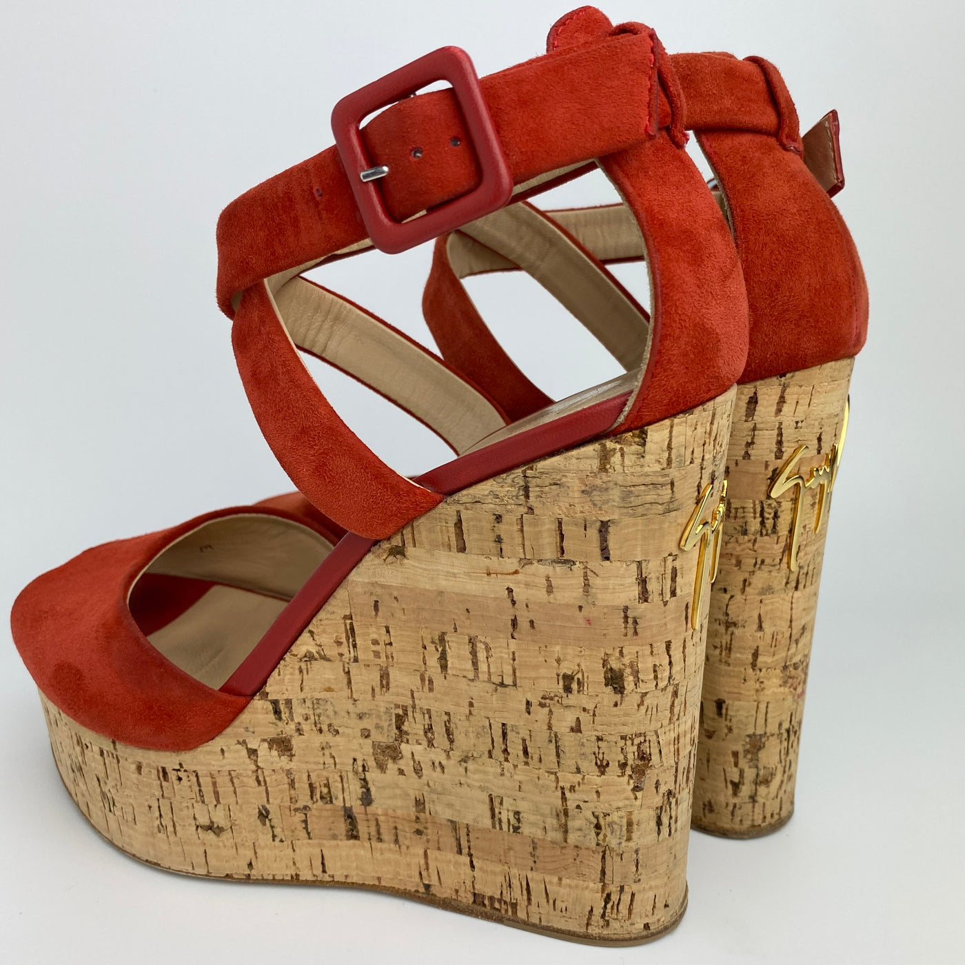 GUISEPPE ZANOTTI CRISS-CROSS STRAP WEDGE HEELS EU 37.5/ UK 4.5