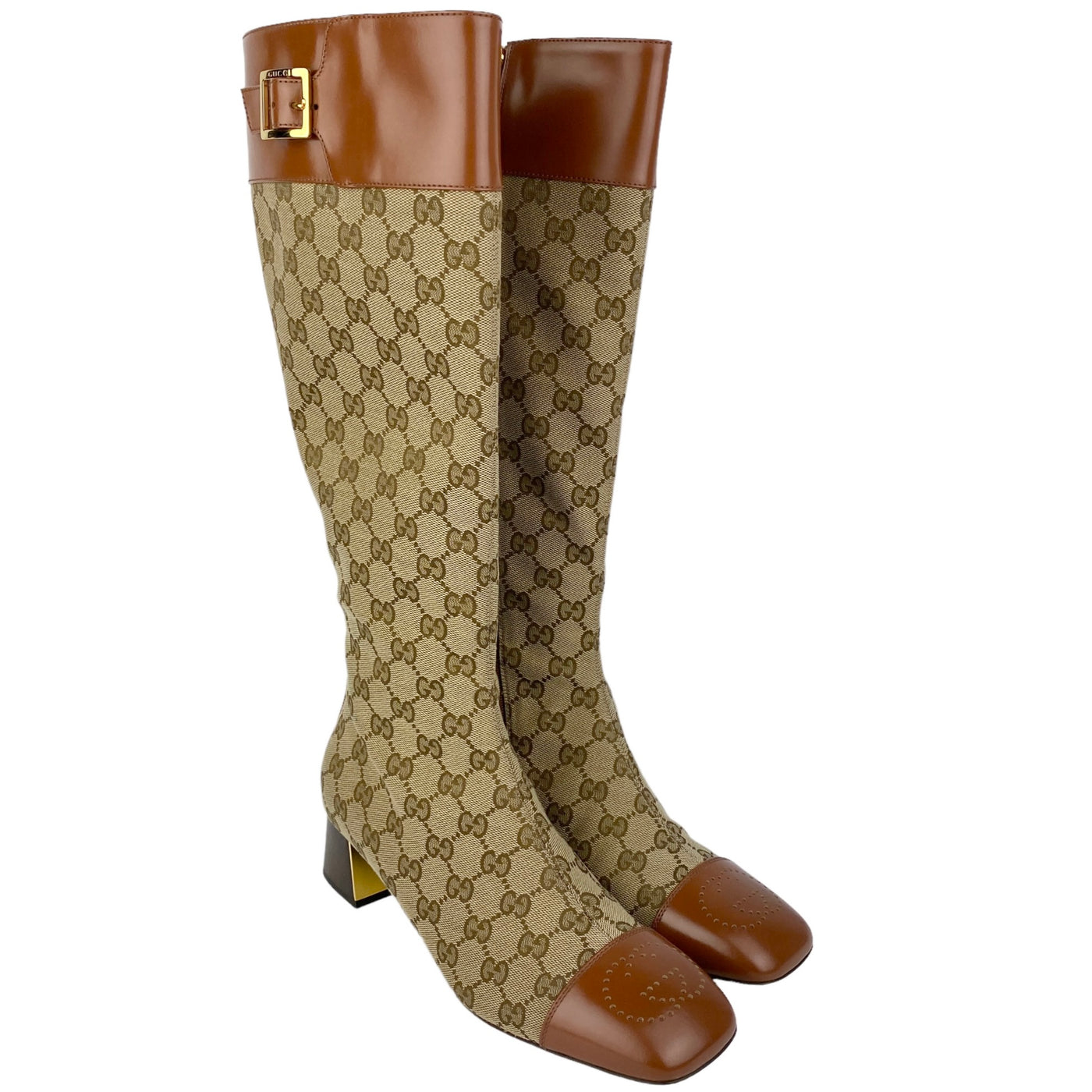 GUCCI GG ELLIS MONOGRAM CANVAS KNEE HIGH BOOTS EU 40/ UK 7 – LUXUNAIRE