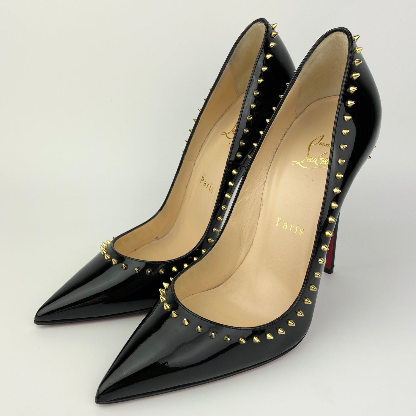 Christian Louboutin Black Leather Yolanda Spikes Pumps Size 39 Christian  Louboutin