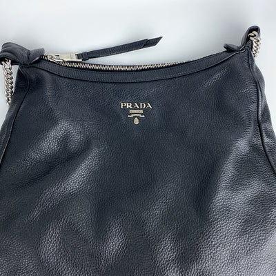 PRADA CHAIN LEATHER HOBO BAG