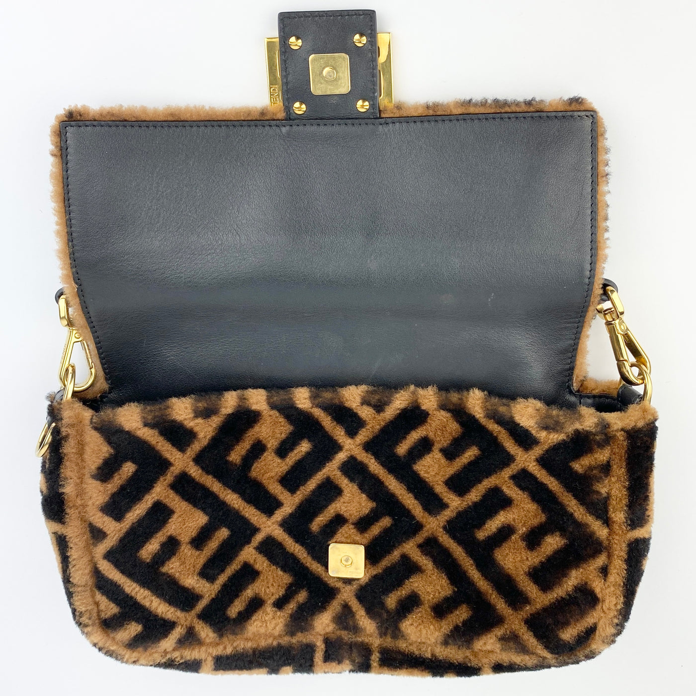 FENDI SHEARLING FUR BAGUETTE BAG