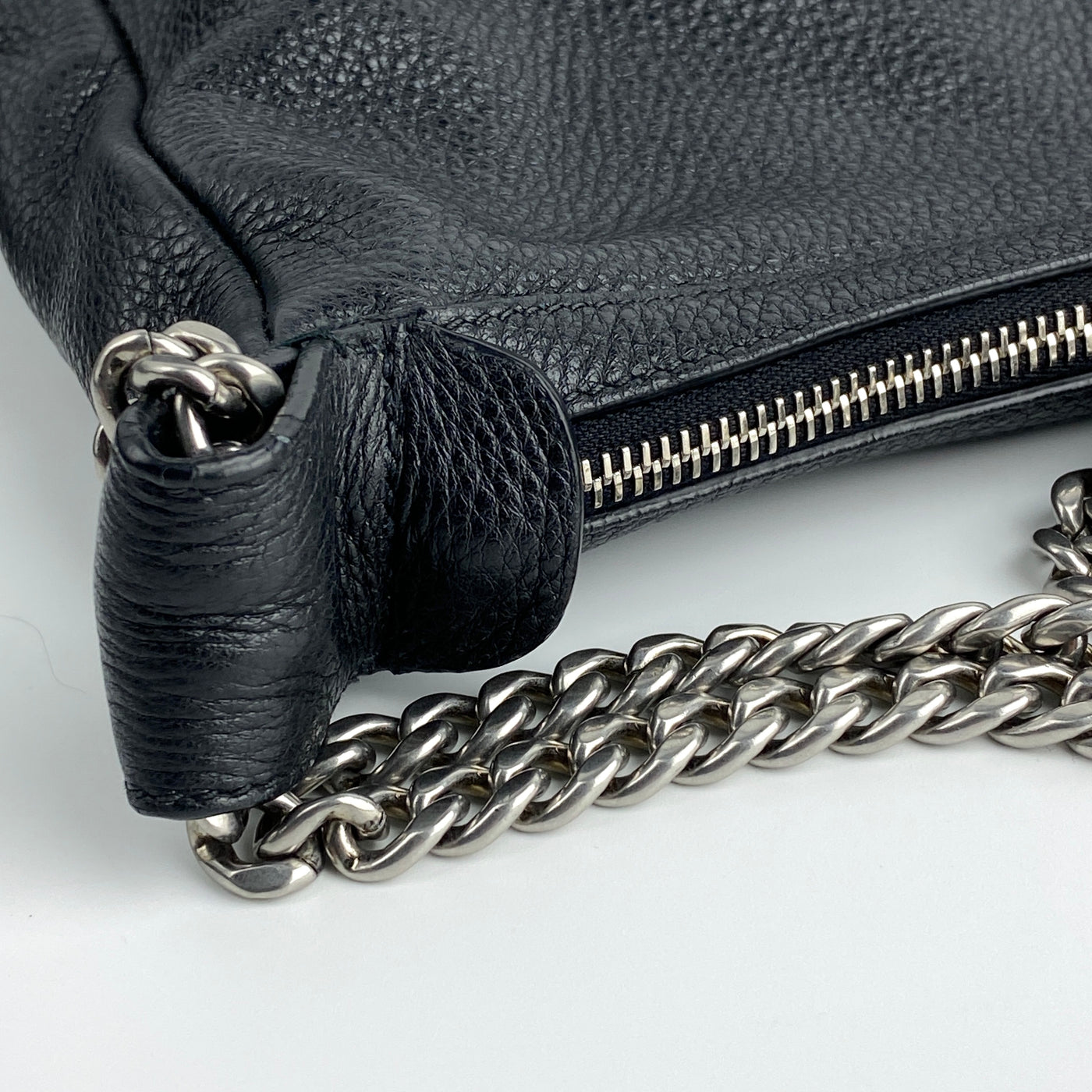 PRADA CHAIN LEATHER HOBO BAG