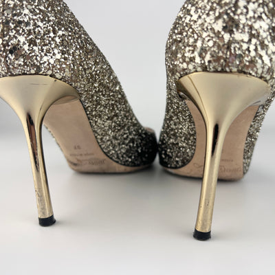 JIMMY CHOO ROMY GLITTER PUMPS EU 37/ UK 4