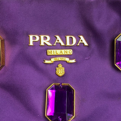 PRADA CRYSTAL EMBELLISHED NYLON TOTE BAG