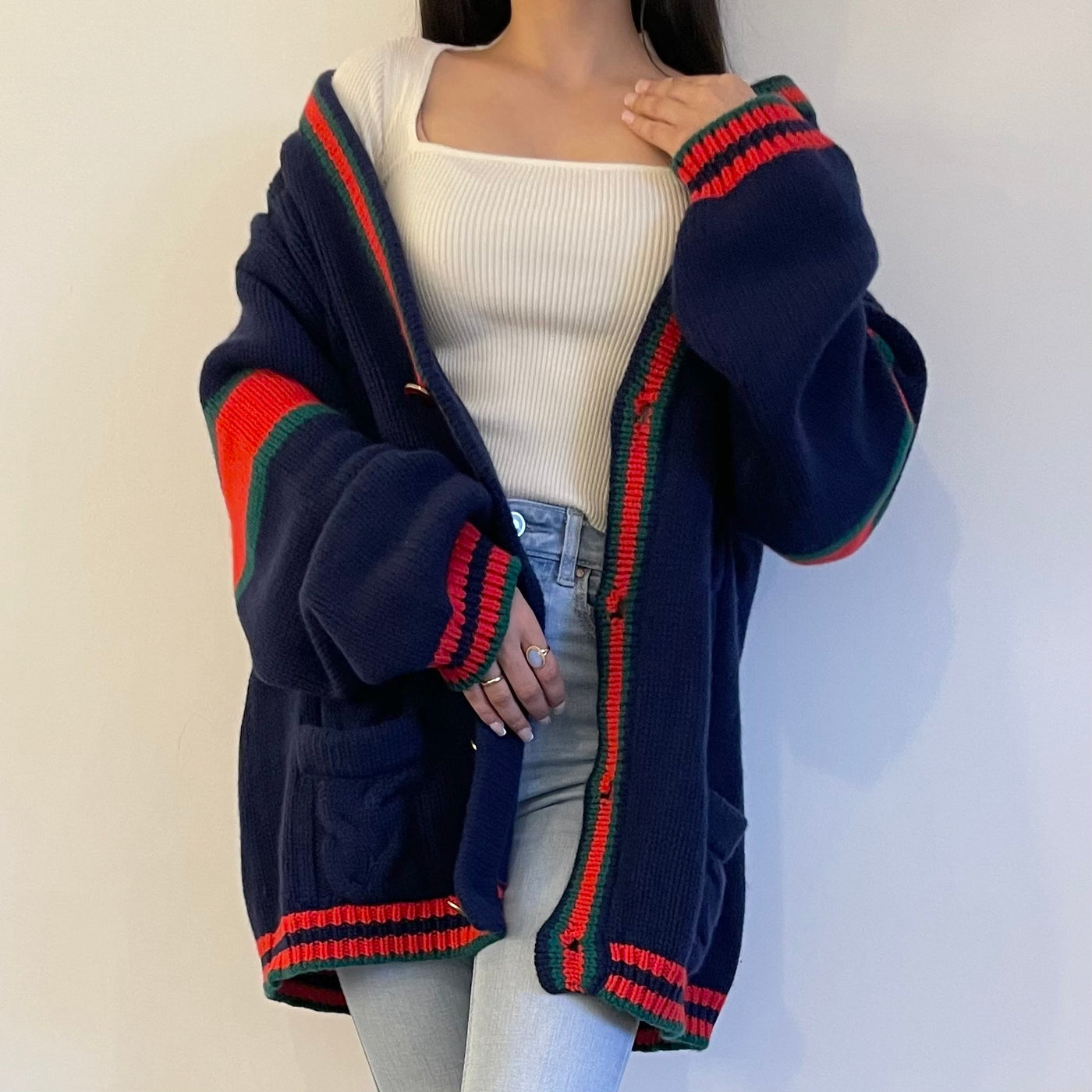 GUCCI OVERSIZED CABLE KNIT CARDIGAN SIZE XL