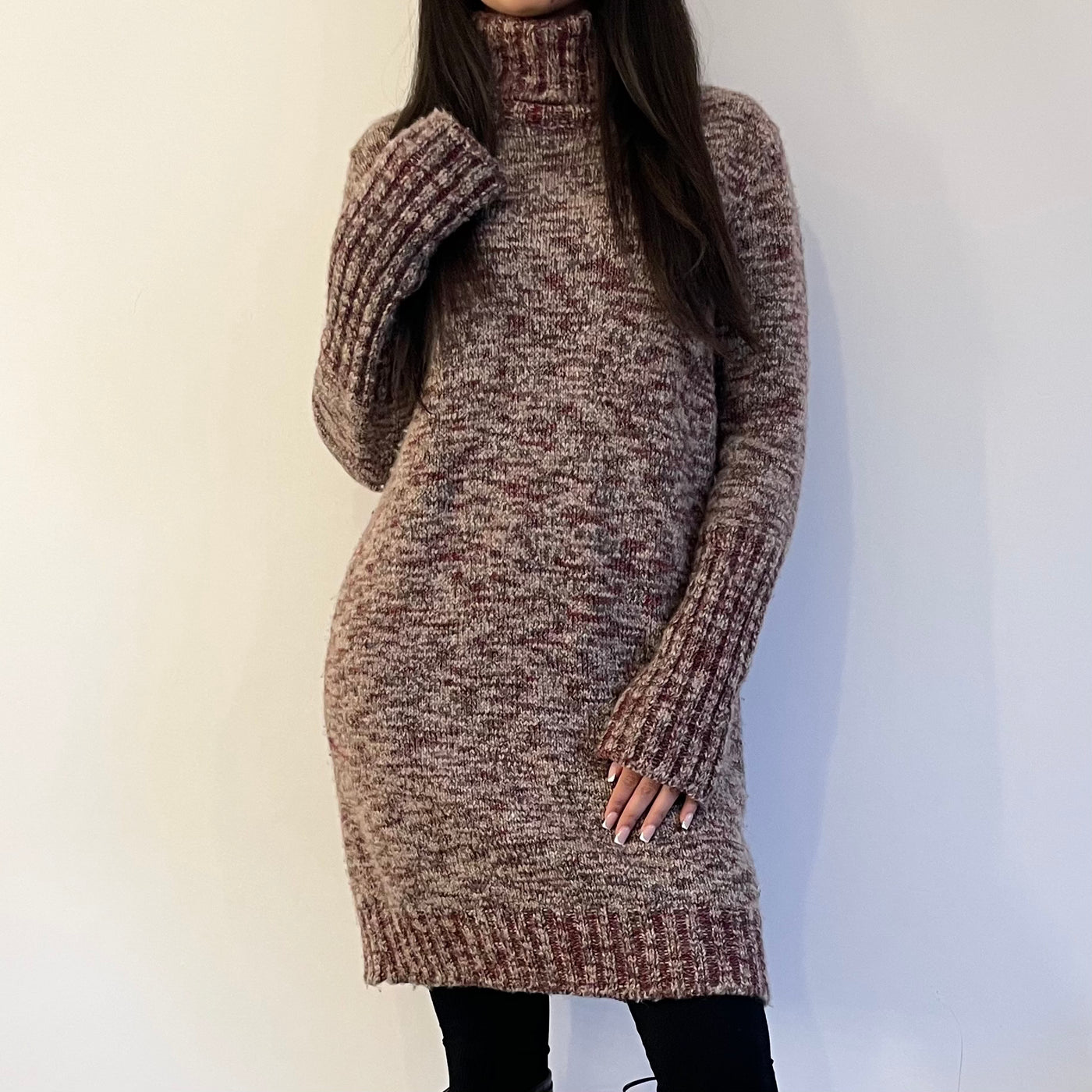 CHANEL ROLL NECK KNITTED JUMPER DRESS SIZE UK 10