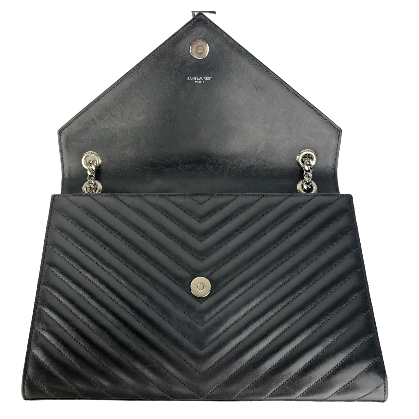 YSL designer black envelope bag inner 