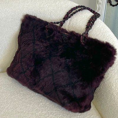 Chanel purple fur handbag 