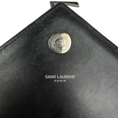 YSL designer black envelope bag inner flap