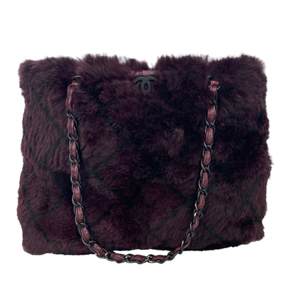 Chanel purple fur handbag 