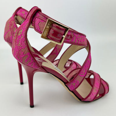 JIMMY CHOO STRAPPY LACE HEELS SIZE 37/ UK 4