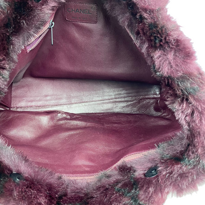 Chanel purple fur handbag inner