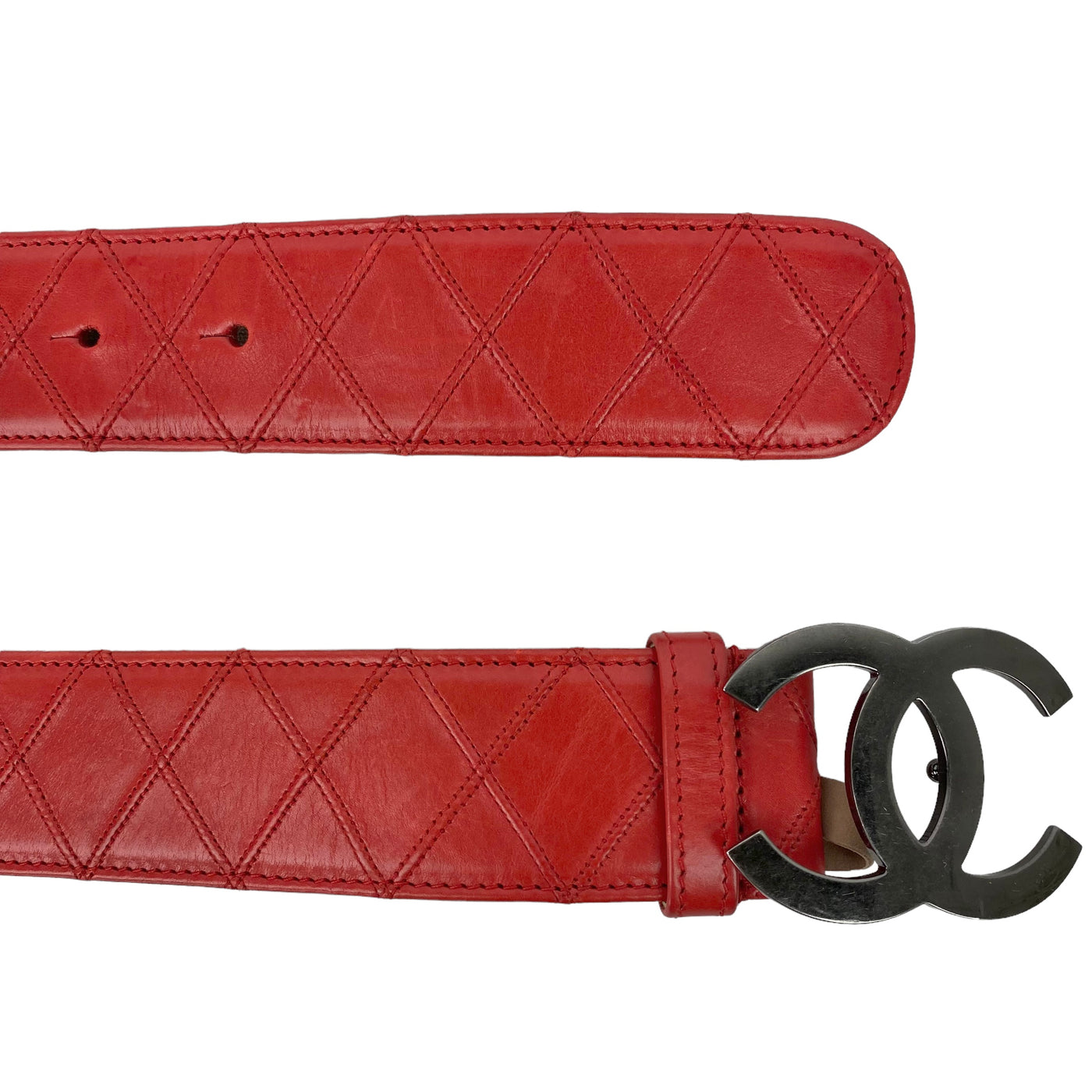 Chanel red Quilted Leather Belt 