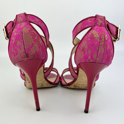 JIMMY CHOO STRAPPY LACE HEELS SIZE 37/ UK 4