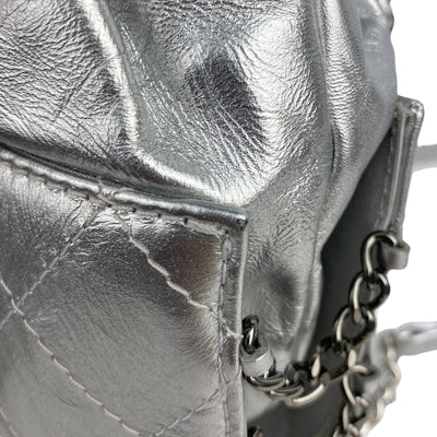 CHANEL DESIGNER SMALL GABRIELLE SILVER BUCKET BAG CORNER