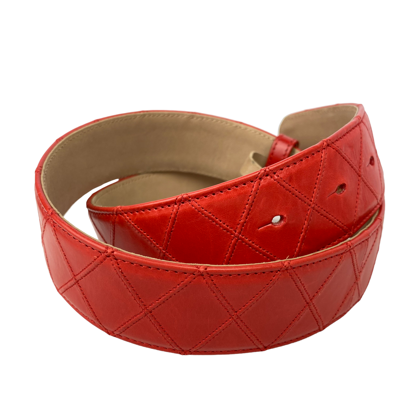 Chanel red Quilted Leather Belt 