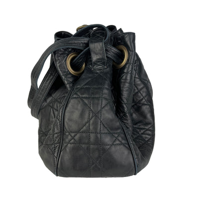 CHRISTIAN DIOR VINTAGE CANNAGE BUCKET BAG SIDE VIEW