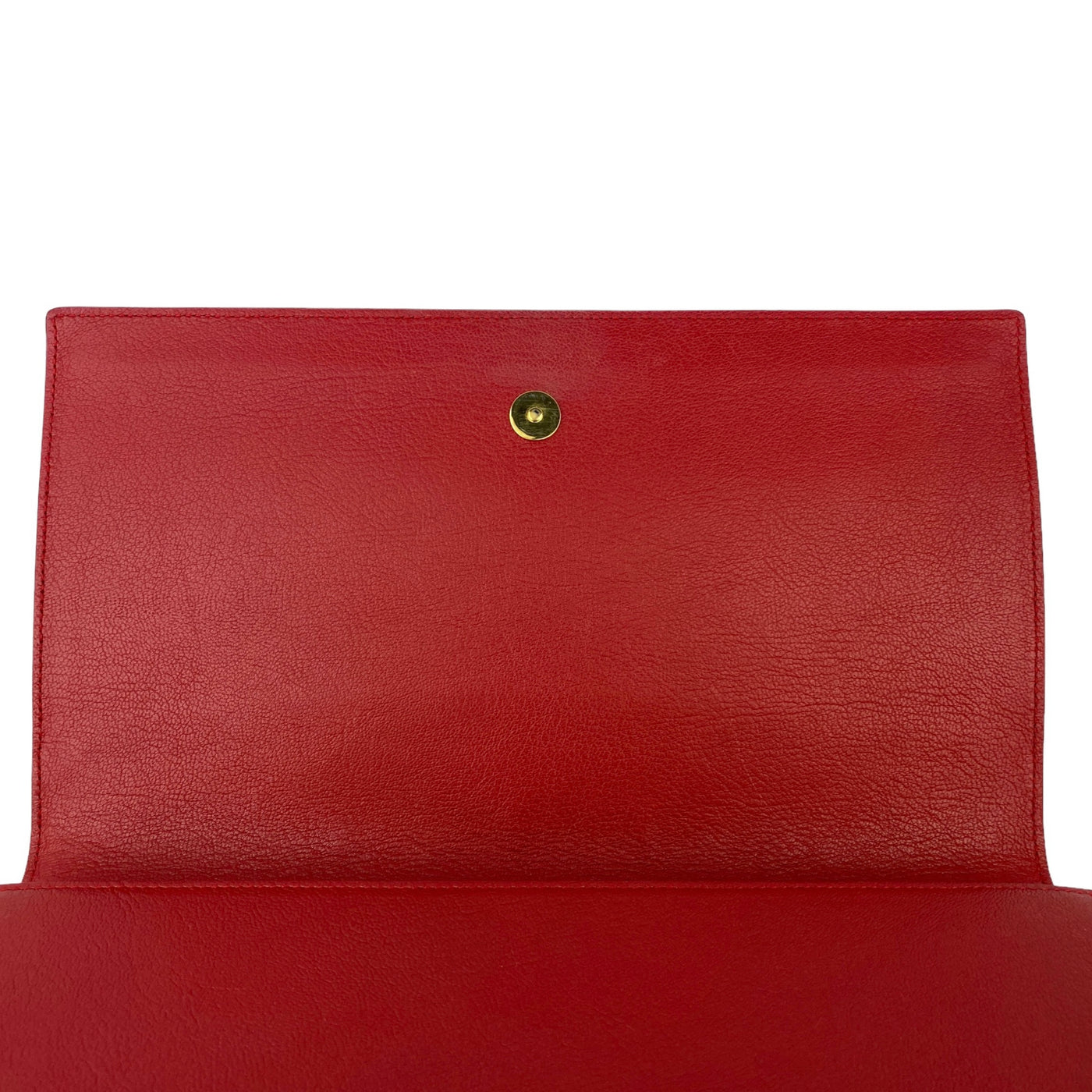 YSL designer red clutch bag inner flap