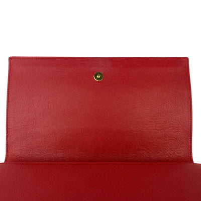 YSL designer red clutch bag inner flap