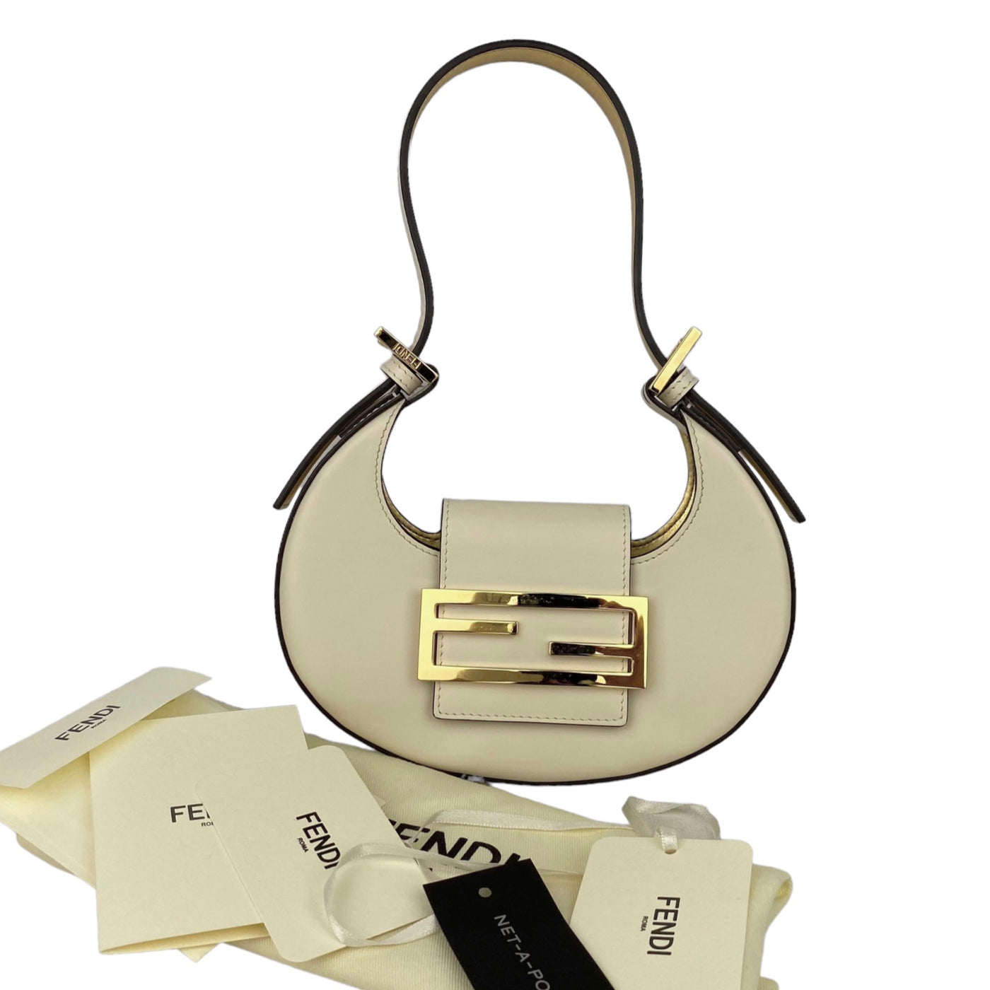 Fendi Cookie Mini Bag in an off-white colour with dust bag and fendi cards