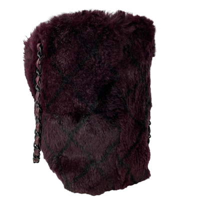 Chanel purple fur handbag Side view 