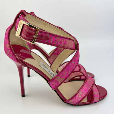 JIMMY CHOO STRAPPY LACE HEELS SIZE 37/ UK 4