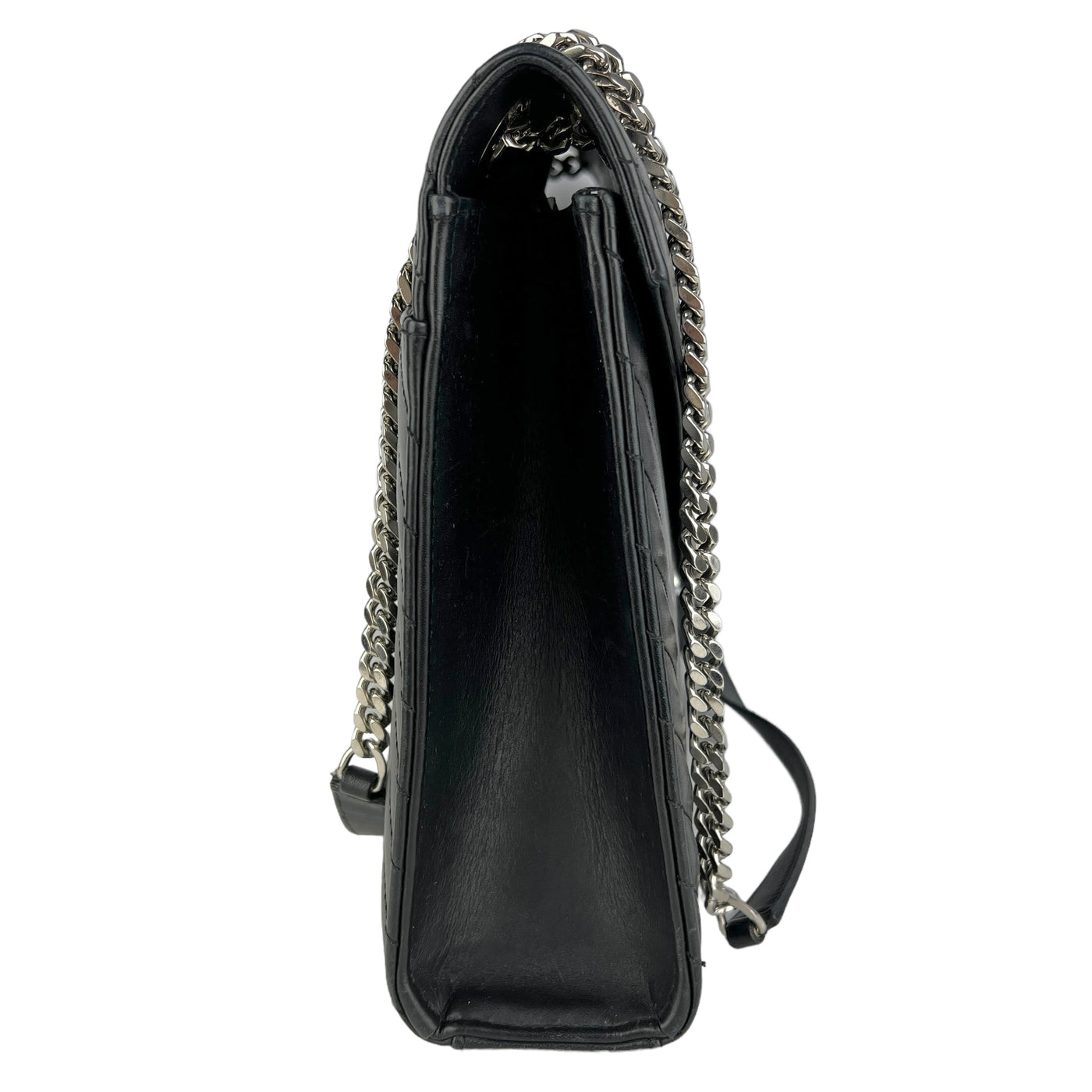 YSL designer black envelope bag side view 