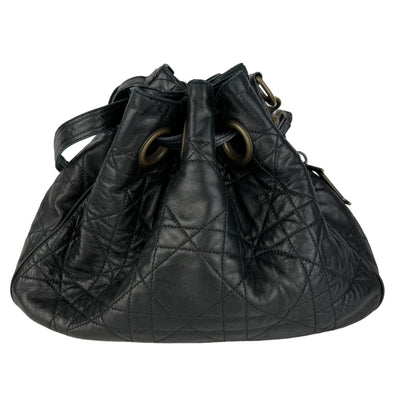 CHRISTIAN DIOR VINTAGE CANNAGE BUCKET BAG REAR VIEW