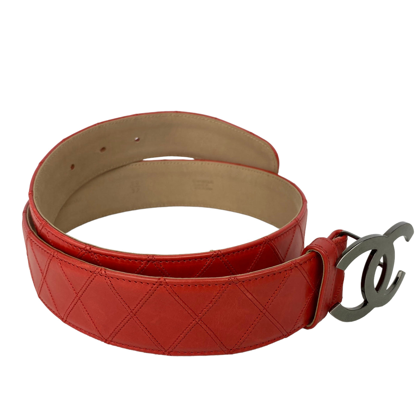 Chanel red Quilted Leather Belt 