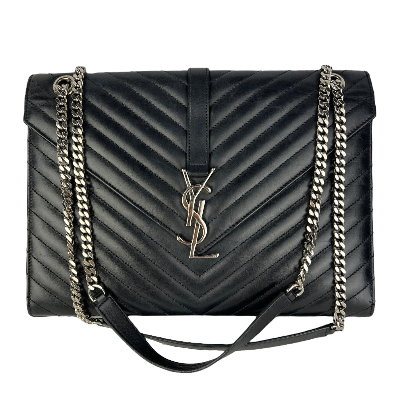 YSL designer black envelope bag