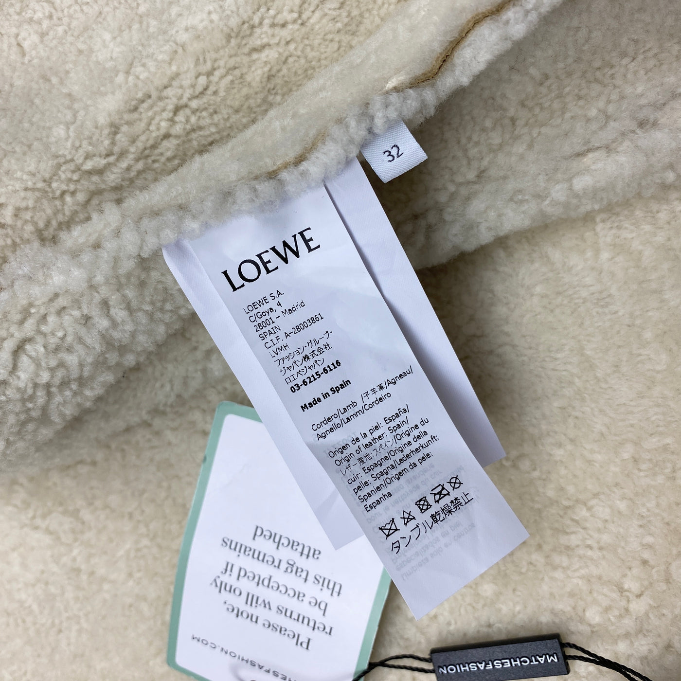 LOEWE SHEARLING SHORT JACKET SIZE UK 6