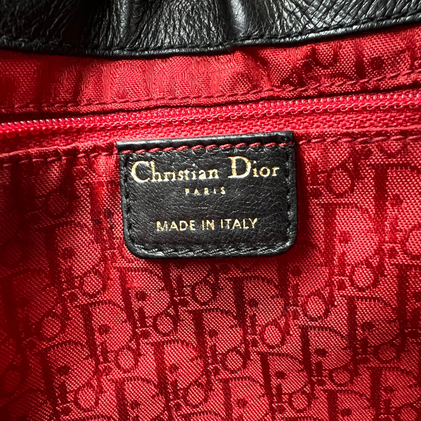 CHRISTIAN DIOR VINTAGE CANNAGE BUCKET BAG INNER LABEL