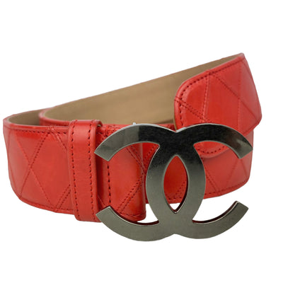 Chanel red Quilted Leather Belt 