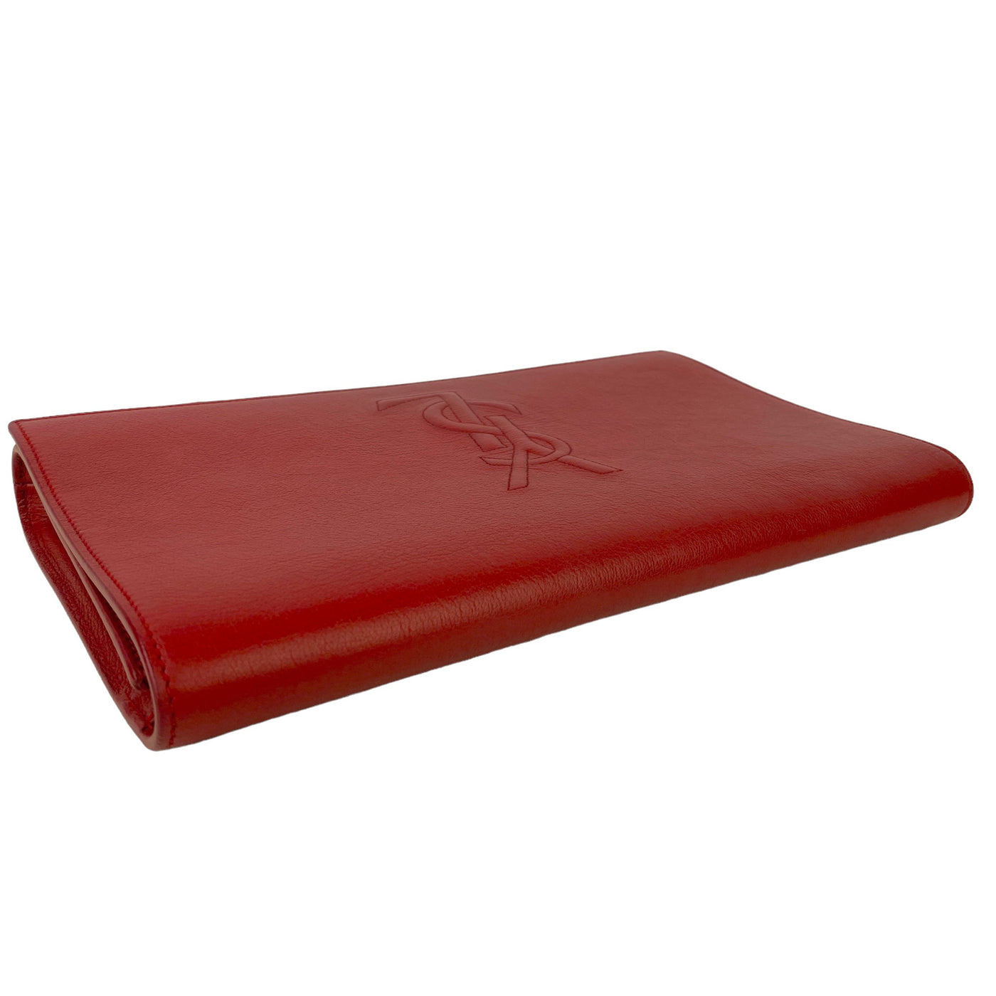 YSL designer red clutch bag top view