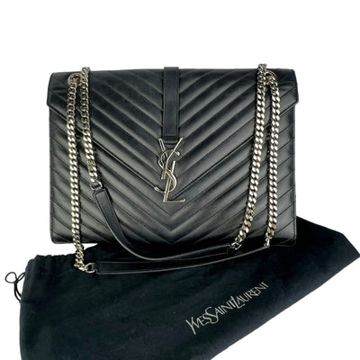 YSL designer black envelope bag