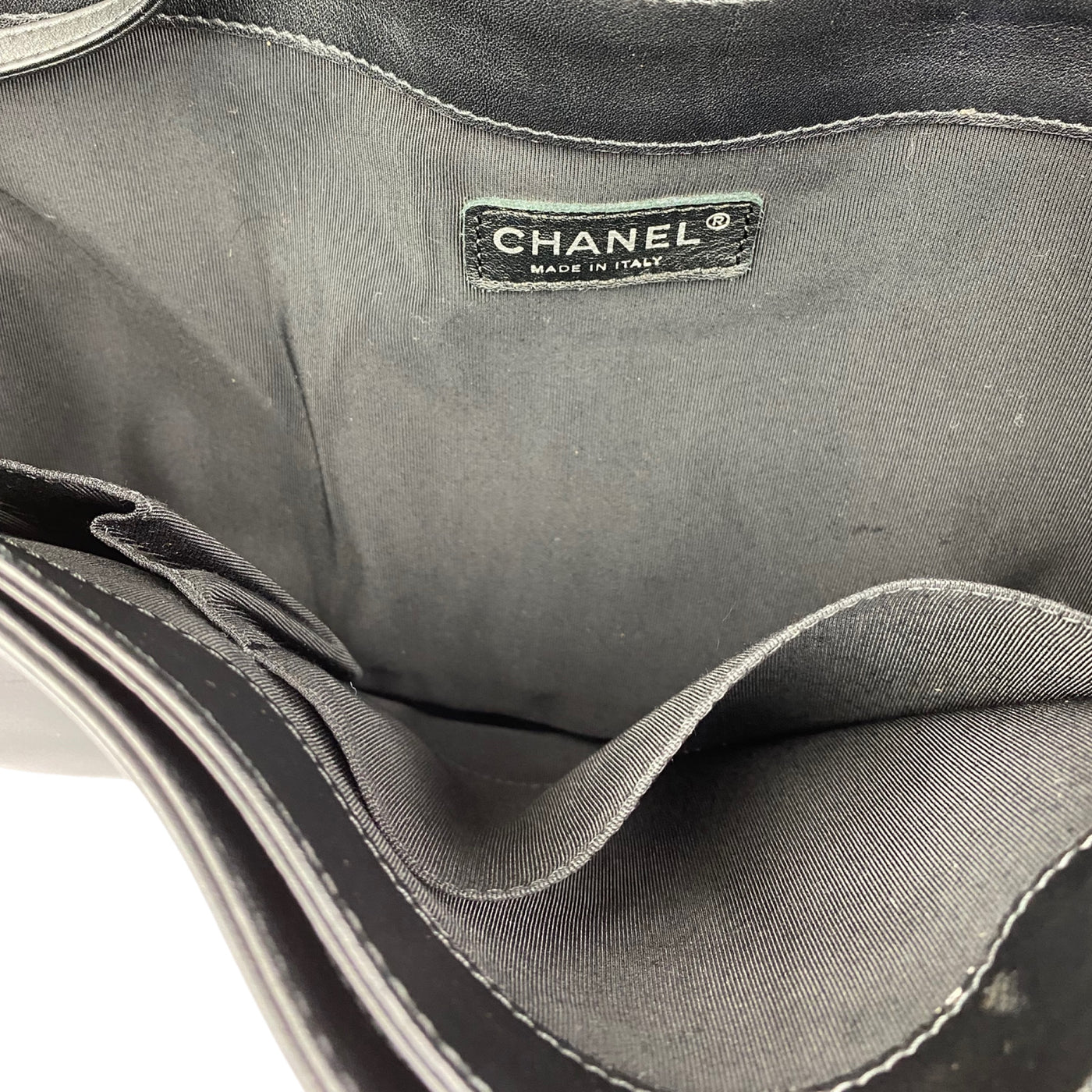 Chanel black Enchained XL Boy Bag inner 