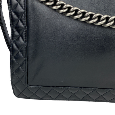 Chanel black Enchained XL Boy Bag close up