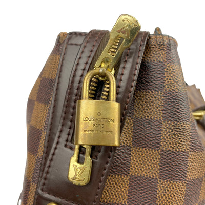 Louis Vuitton Chelsea Zip Tote in Damier Ebene padlock close up