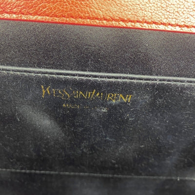 YSL designer red clutch bag inner logo