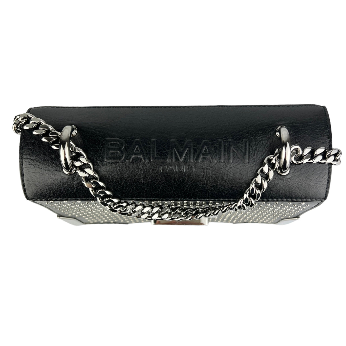 BALMAIN BOX LEATHER STUDDED BAG