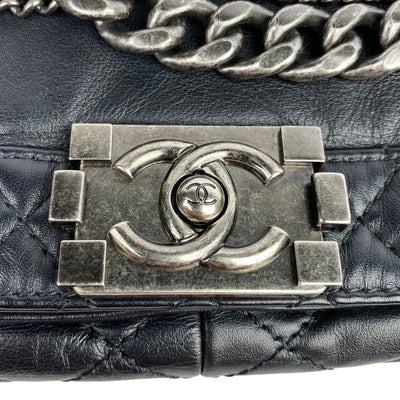 Chanel black Enchained XL Boy Bag logo clasp 