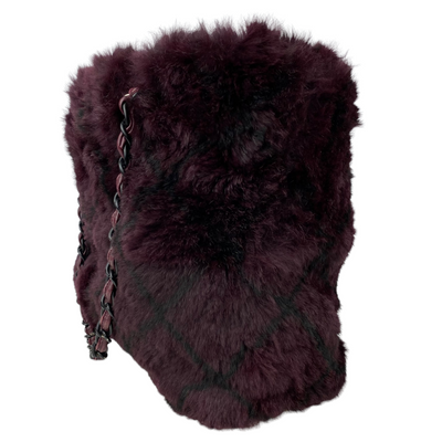 Chanel purple fur handbag Side view 