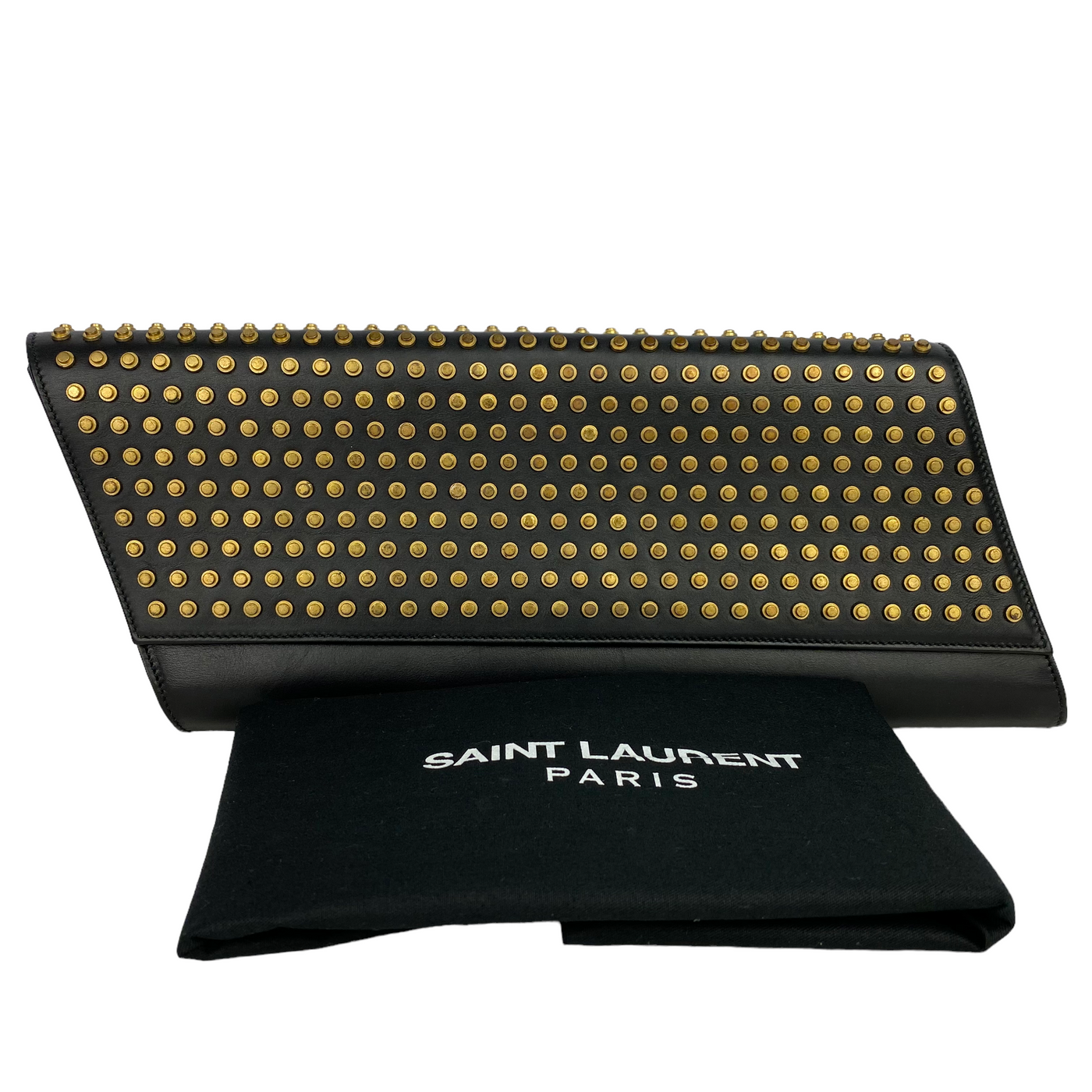 Saint Laurent black Studded Clutch Bag with dust bag