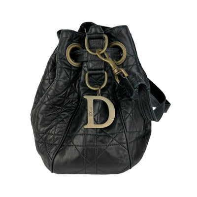 CHRISTIAN DIOR VINTAGE CANNAGE BUCKET BAG SIDE VIEW