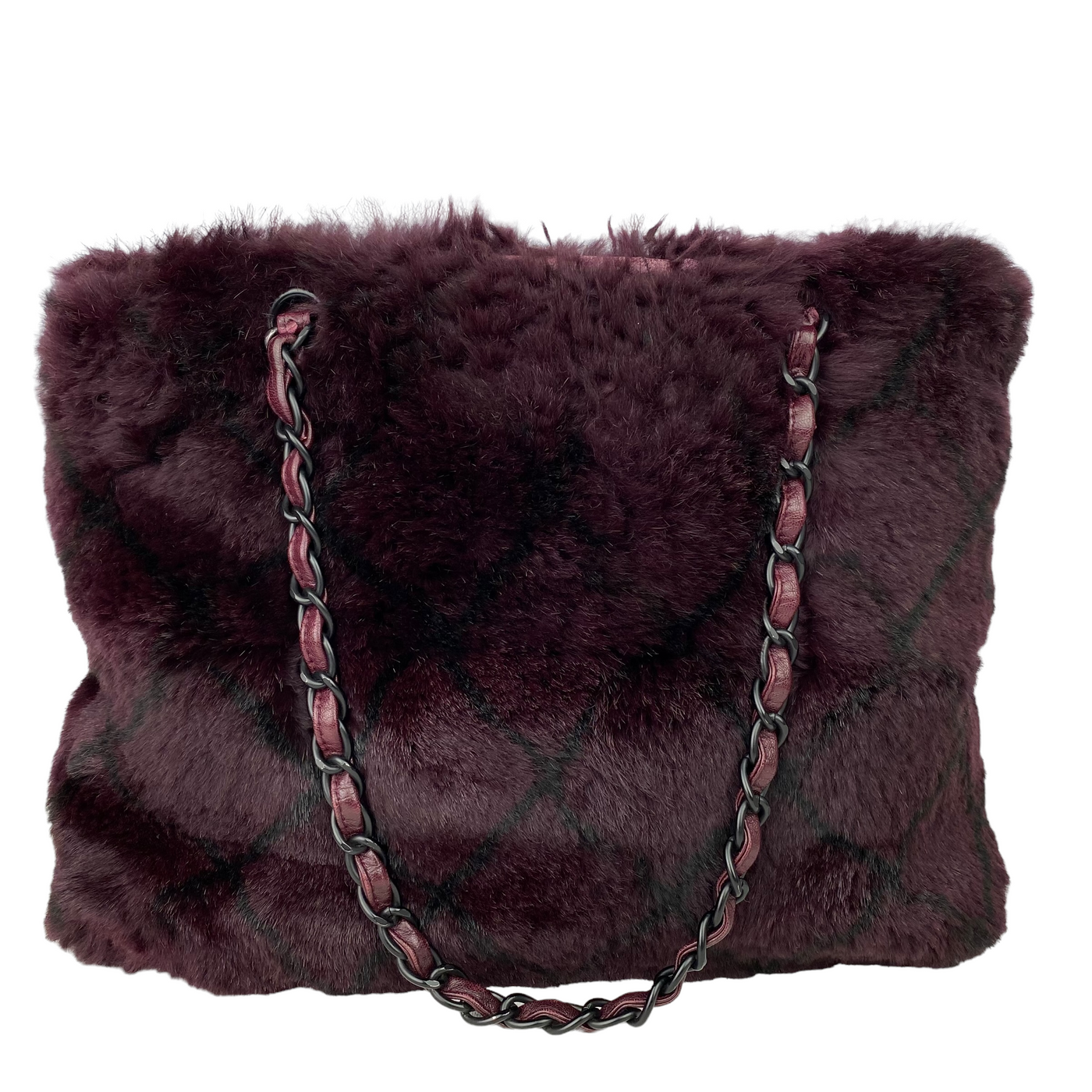 Chanel purple fur handbag Rear