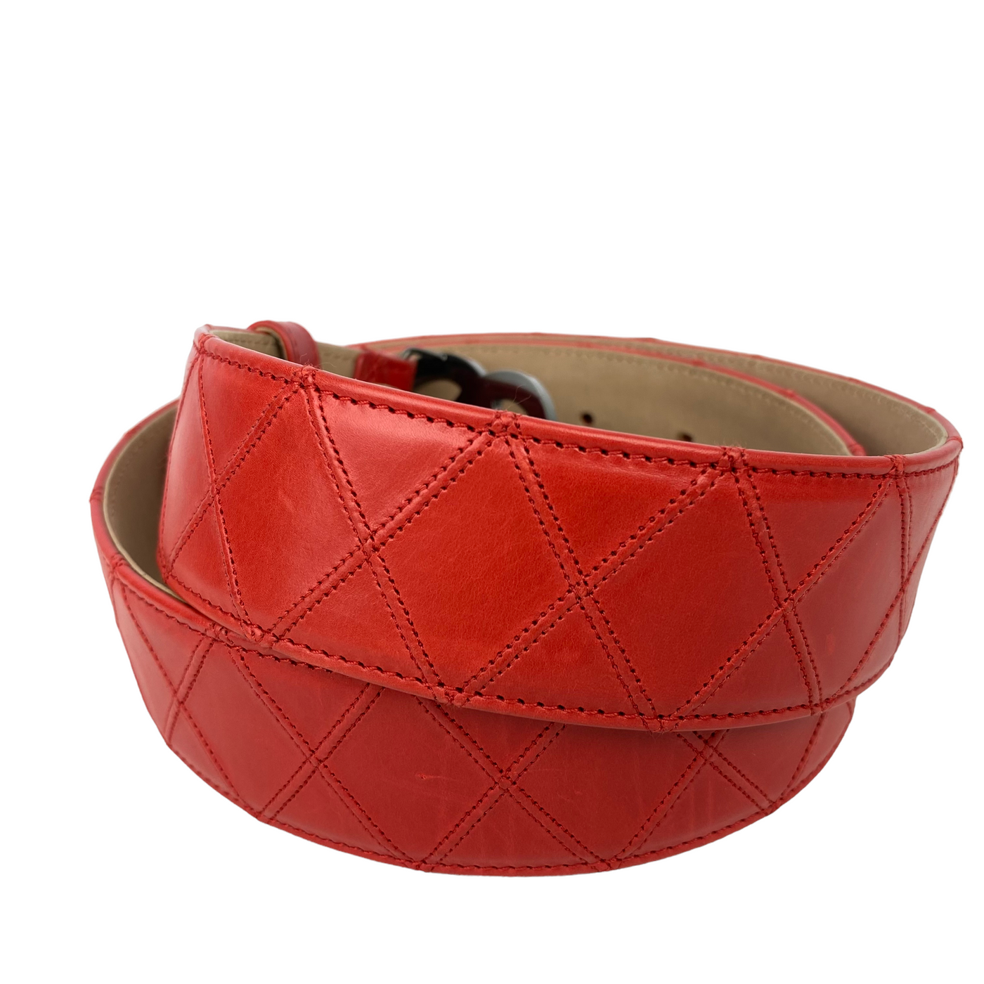 Chanel red Quilted Leather Belt 